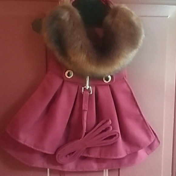 doggie design Other - Beautiful  dog coat with leash fur -trimmed